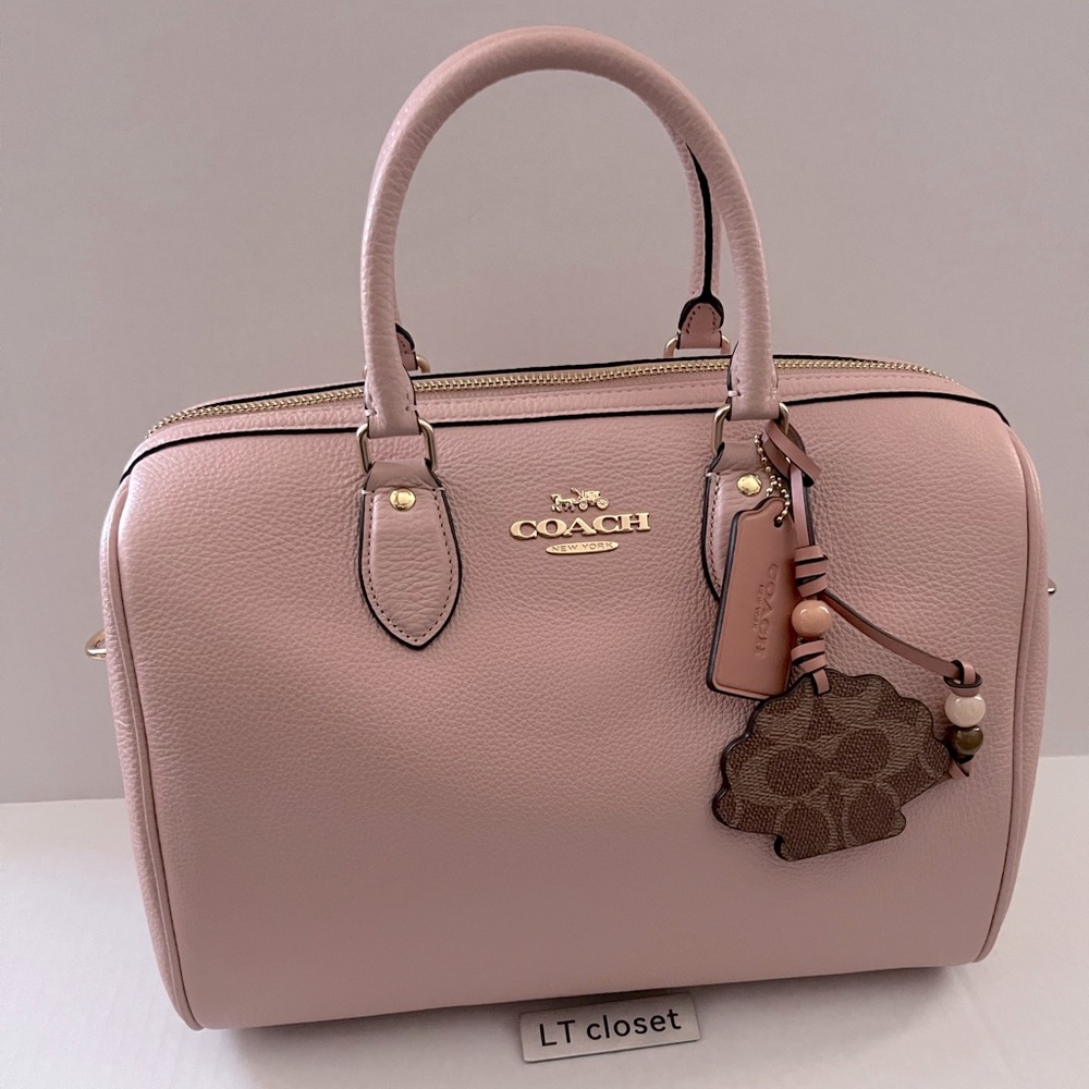 Coach Rowan Large Satchel Bag With Shell Charm CBH76 In Leather/ Cream/Tan NWT - Picture 6 of 11